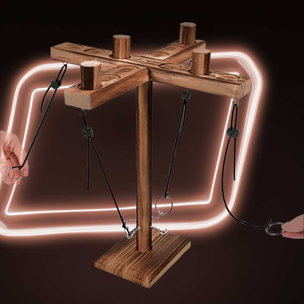 Ringwurf Trinkspiel 4 Spieler- Ringtoss holz wurfhaken spiel